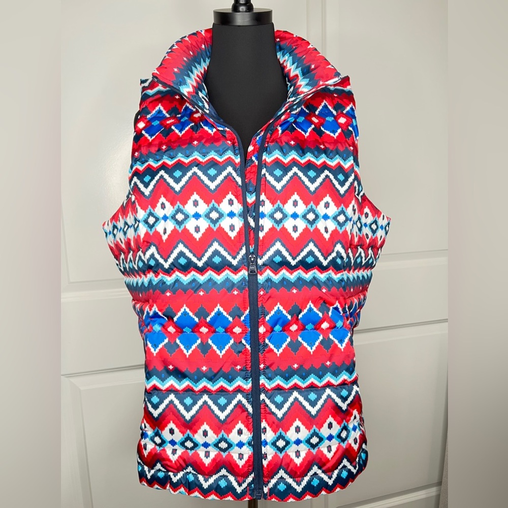 Land’s End Print Puffer Vest Size XL